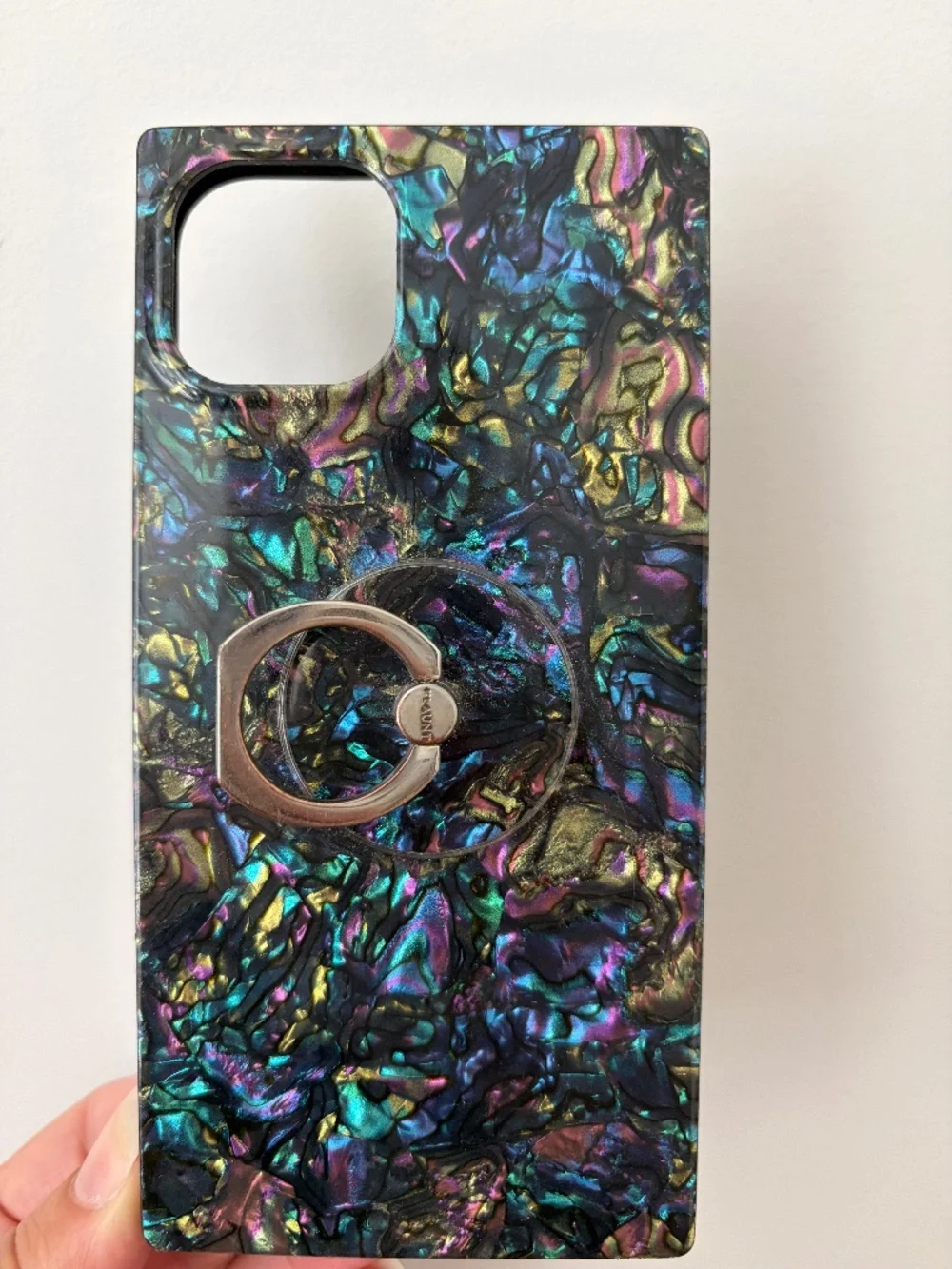 Square by Flaunt iPhone 13 Multicolor Abalone Case, Removable Ring Included!